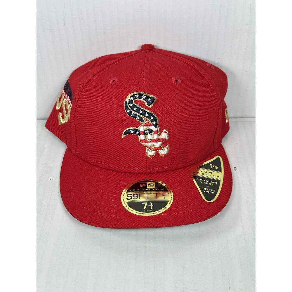 Size 7 3/4 New Era Chicago White Sox 4th of July USA Patch 59FIFTY Hat Cap NWT